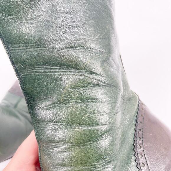 Prada Fall/Winter 1999 Green & Brown Leather Mid-Calf Block Heel Boots IT 37 - Picture 12 of 15
